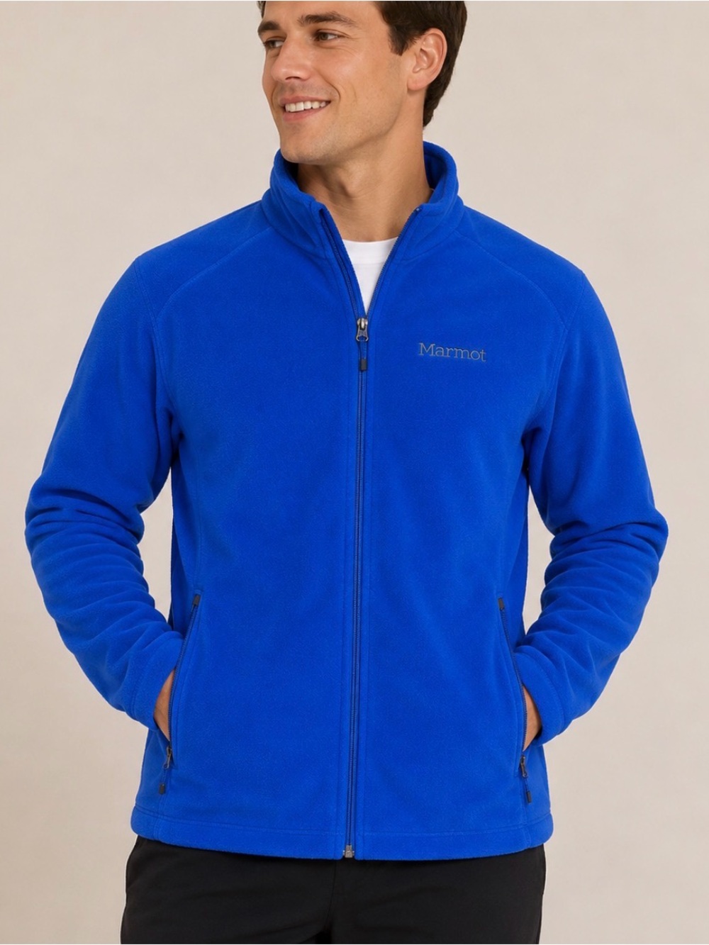 Marmot Royal Blue Full-Zip Fleece Jacket full zip up SZ LG zipper pockets